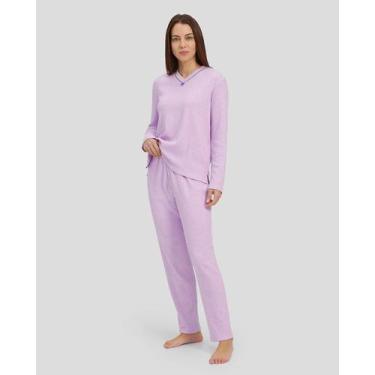 Imagem de Pijama Feminino Canelado de Algodão Macio Malva Lohe, Malva, G