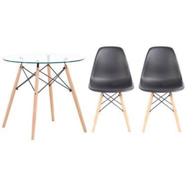 Imagem de Mesa de Jantar 4 Lugares Tampo de Vidro - Otello com 2 Cadeiras Pé Pal