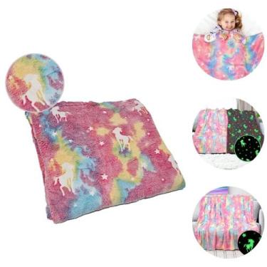 Imagem de Manta Cobertor Solteiro Infantil Brilha No Escuro 1,20X1,50m Unicornio