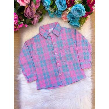 Imagem de Camisa Xadrez Rosa e Azul Flanelada para Festas Juninas - Fabuloso Ate