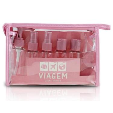 Imagem de Necessaire de Frascos para Viagem 10 peças Organizador Rosa - Jacki De