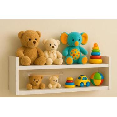 Imagem de Prateleira De Mdf Para Parede Quarto Criança Bebê Brinquedos Cor:Branc