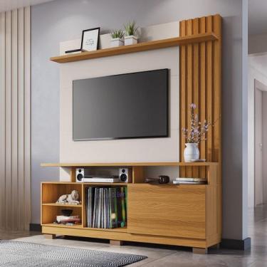 Imagem de Home Theater Decorativo Ripado MDP/MDF Byron Off White/Cinamomo G26 - 