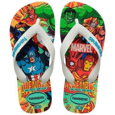 Imagem de Chinelo havaianas kids top marvel ii brancoazul,  35, Branco, Azul