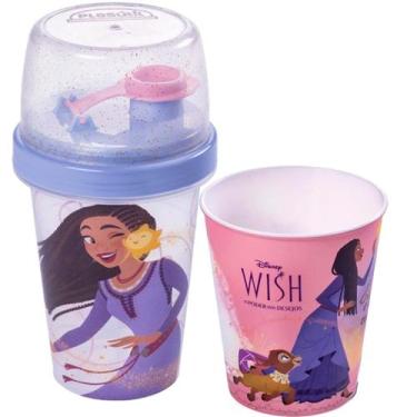 Imagem de Kit Wish Porta Lanche Infantil Garrafa Copo 320ml Plasutil