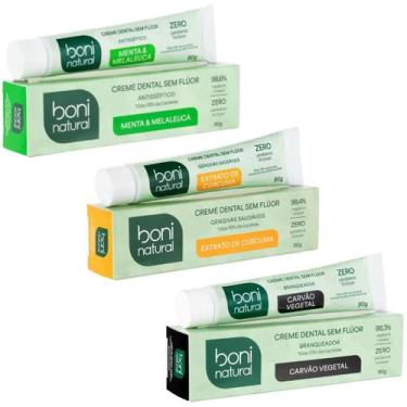 Imagem de Creme Dental Boni Natural Sem Fluor Escolha o Seu Vegano Antisseptico 