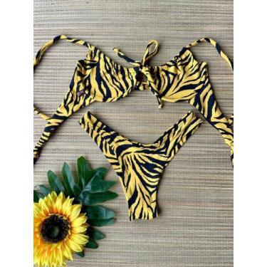 Imagem de Biquíni zebra - GP Moda Praia , Preto com amarelo, G