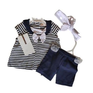 Imagem de Conjunto feminino verão cor azul e branco - roupa infantil marca bela 