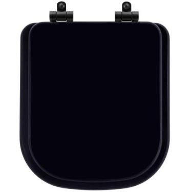Imagem de Assento Sanitário Poliéster Soft Close Quadra Preto para Vaso Deca com