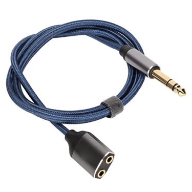 Imagem de Cabo adaptador de 6,35 mm para 2 x 3,5 mm, cabo adaptador Liga de alumínio resistente para soquetes de 6,35 mm para equipamentos de