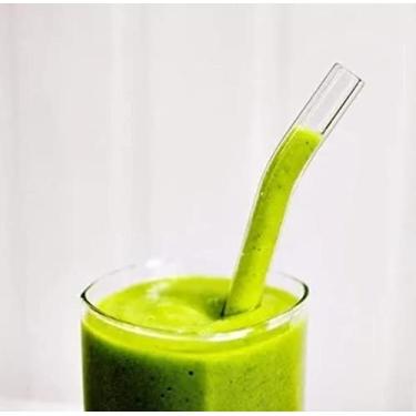 Imagem de Conjunto 05 canudos de vidro grossos ecológico reutilizável curvo e reto