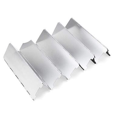 Imagem de Fogão Pára-brisas, Queimador Pára-brisas Resistente ao Desgaste Liga de alumínio à prova de calor Antiferrugem Design dobrável conveniente para exterior(prata·)