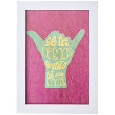 Imagem de Arte Maníacos Quadro Decorativo em Madeira De Boas Fundo Roxo - 23x16,25cm (Moldura caixa em laca branca)