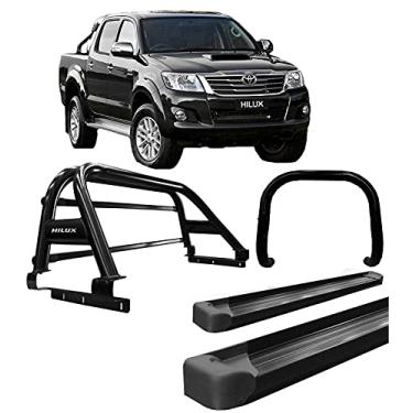 Imagem de Kit quebra mato +Estribo Plataf +Santo Ant DUPLO Hilux Preto