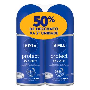 Imagem de Kit Desodorante Antitranspirante Roll-On Nivea Protect & Care com 2 Unidades 1 Unidade