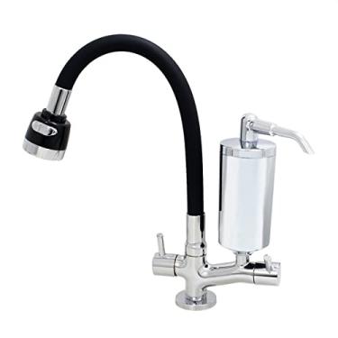 Imagem de Torneira Com Filtro Cozinha Mesa Duplo Jato Gourmet Black