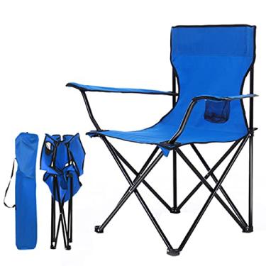 Imagem de Cadeira dobrável de acampamento de praia cadeira ultraleve mochila com suporte para copo e bolsa de transporte compacta para pesca ao ar livre acampamento churrasco viagem praia piquenique, azul 1,1,8 kg/4 lbs