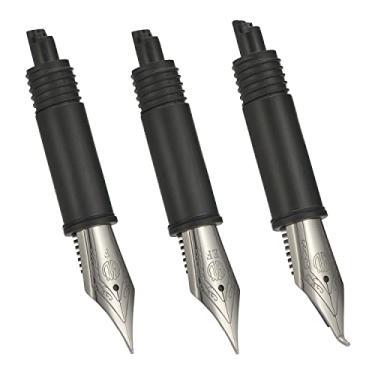 Imagem de Conjunto de 3 canetas-tinteiro Hongdian com pontas prateadas (fina, extra fina e ponta dobrada) para Black Forest 1850, 1851, M2, 1843, 6013, 517D, 517S, 525, H1, H3, A3, 1843 e 920