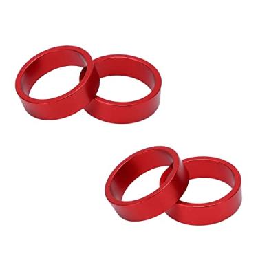 Imagem de Almofadas de fone de ouvido de bicicleta, espaçadores de haste de garfo dianteiro suave e leve forte 4 peças para bicicleta de estrada para mountain bike Vermelho