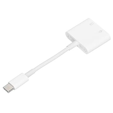 Imagem de Conversor de carregamento de fone de ouvido tipo C duplo, adaptador de fone de ouvido de áudio duplo tipo C seguro 3.0 PD de alta potência para tablet para telefone USB C para player para