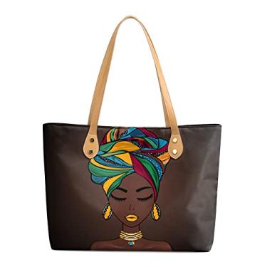 Imagem de FZNHQL Bolsas tote afro-americanas para mulheres negras, bolsas de ombro modernas, para praia, trabalho, viagem, Menina preta - 1, One Size