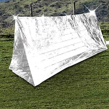 Imagem de zjchao Barraca de emergência, barraca de sobrevivência ultraleve mais resistente para 2 pessoas barraca de tubo de abrigo de emergência para caminhadas, acampamento, kits de sobrevivência ao ar livre 1,5 x 2,4 m/59,0 x 94,4 polegadas