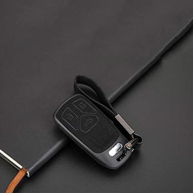 Imagem de CSHU Couro TPU Car Key Case Cover Chaveiro Ring Key Bag, apto para Audi A5 Q7 S4 S5 A4 B9 Q7 A4L 4m TT TTS RS 8S 2016 2017 2018, B Preto
