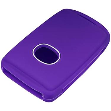 Imagem de CSHU Porta-chaves com controle remoto para carro e proteção de borracha de silicone para carro Capa de chaveiro porta-chaves Bolsa com chave de anel, apto para Mazda CX30 CX5, roxo