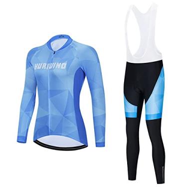 Imagem de Conjunto de camisa de ciclismo à prova de vento Mountain Bike manga longa 3D calças acolchoadas com gel de secagem rápida calças de bicicleta corrida caminhadas desgaste, A, GG (peito: 102m)