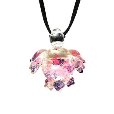 Imagem de Colar com pingente de estatueta de animal marinho soprado de vidro de tartaruga marinha roxa feita à mão - Y2016, Vidro, Na