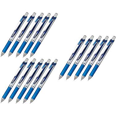 Imagem de Pentel New EnerGel Deluxe RTX caneta retrátil de gel líquido, ponta ultra micro de 0,3 mm, linha fina, ponta de agulha, tinta azul, conjunto de 15
