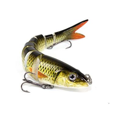 Imagem de LKQBBSZ 8 Segment Swimbait Lures Fishing Lures Hard Bait Minnow VIB Lure with Treble Hook Life-Like Swimbait Fishing Bait 3D Fishing Eyes Popper Crankbait Vibe Sinking Lure for Bass Trout Walleye