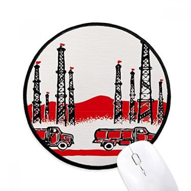 Imagem de DIYthinker Tapete de mouse para mesa de escritório da torre da montanha do carro para a revolução chinesa tapete redondo para computador