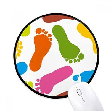 Imagem de DIYthinker Pegada colorida estilo moderno moda pôster mousepad desktop escritório tapete redondo para computador