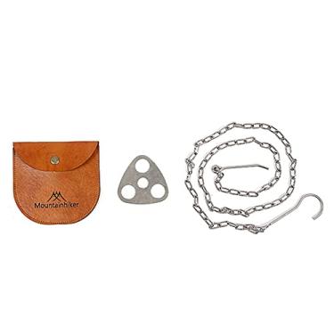 Imagem de Qudai Acampamento ao ar livre Piquenique Rack de acampamento Suporte de panela 3 furos Fogueira de lenha Triangular Fivela de aço inoxidável Cabide de panela