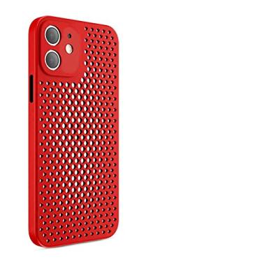 Imagem de Capa de telefone respirável com dissipação de calor para iPhone 12 Mini 14 13 11 Pro Max X XS MAX XR 7 8 Plus SE2020 Capa lisa de silicone macio, vermelho, para iPhone 14Pro Max
