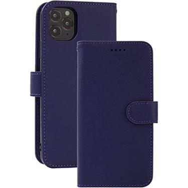 Imagem de GANYUU Capa para iPhone 13/13 Mini/13 Pro/13 Pro Max, capa flip de couro retrô capa de telefone carteira com 3 slots de cartão suporte capa magnética protetora (cor: roxo, tamanho: 13 6,1 polegadas)