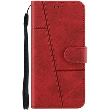 Imagem de RAYESS Capa para iPhone 13/13 Mini/13 Pro/13 Pro Max, capa de telefone carteira flip capa protetora à prova de choque com slots de cartão suporte fecho magnético capa TPU (Cor: vermelho, Tamanho: 13 Mini 5,4 polegadas)