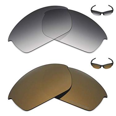 Imagem de Mryok+ 2 pares de lentes polarizadas de substituição para óculos de sol Oakley Flak Jacket – Cinza dégradé tingido/Bronze dourado
