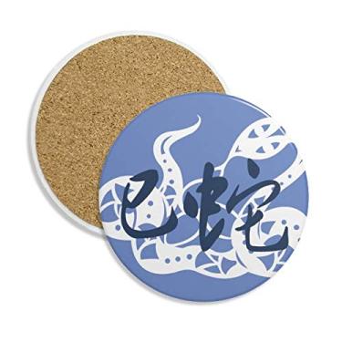 Imagem de Ano Novo de Cobra Animal China Zodíaco Caneca Porta-copos Proteção de Mesa Pedra Absorvente