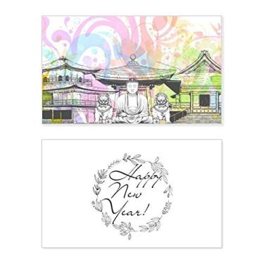 Imagem de Religion Customs Stone Lion Landmark New Year Festival Cartão de felicitações Bless Message Present