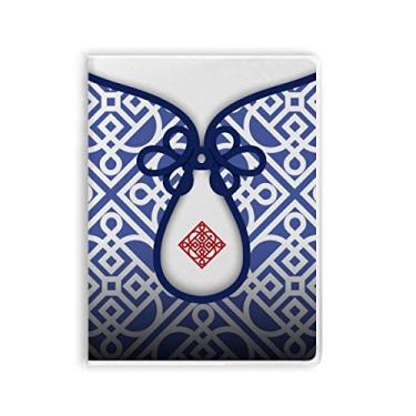 Imagem de Caderno de linha de flores azuis da cultura chinesa, capa de goma
