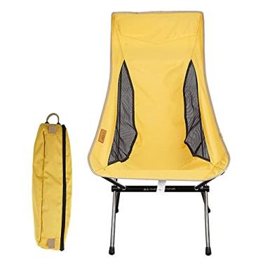 Imagem de Cadeira dobrável para acampamento, leve, durável, compacta, dobrável, cadeira de jardim portátil ao ar livre, suporta peso de até 150 kg para atividades ao ar livre, pesca, festival, praia e acampamento - Sup amarela