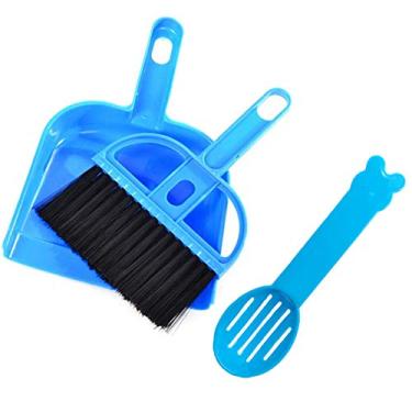 Imagem de Conjunto de 3 minipochetes e vassouras Yu-Xiang, pacote com 3, indiana de porco clássico Besom Chinchillas Sweeper Cage Clean Hedgehogs Scooper para animais pequenos (azul)