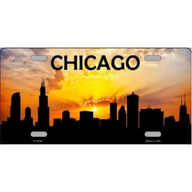 Imagem de Placa de licença de metal com silhueta Skyline Chicago Smart Blonde