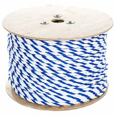 Imagem de Corda de polipropileno torcido com 3 fios West Coast Paracord - À prova d'água e flutua na água, White & Blue, 3/8 Inch x 300 Feet