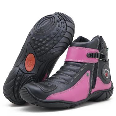 Imagem de Bota motociclista unissex semi impermeável de couro legítimo com tira regulável - Atron Shoes-Unissex
