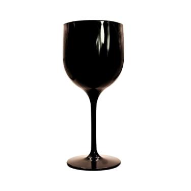 Imagem de Kit 15 Taças De Vinho De Acrílico Cristal 280ml Festas Aniversario Natal Cor:Solida Preta