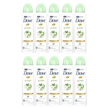 Imagem de Kit 10 Desodorante Antitranspirante Aerosol Dove Go Fresh Pepino e Chá Verde 150ml