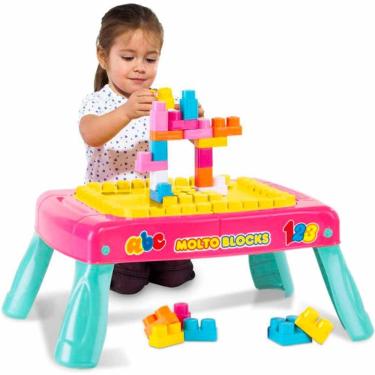Imagem de Blocos de Montar - Baby Land - Mesinha Criativa - Rosa - Cardoso Toys